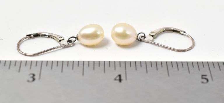 Pearl Dangle Earrings in Sterling Silver