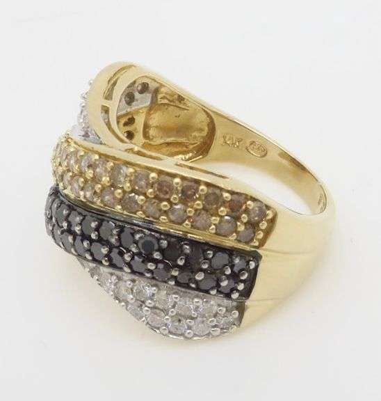Black, White, & Yellow Diamond Cocktail Ring