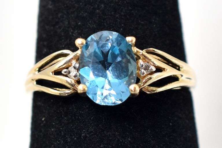 Lavish Topaz and Diamond Ring in 10K Yellow Gold