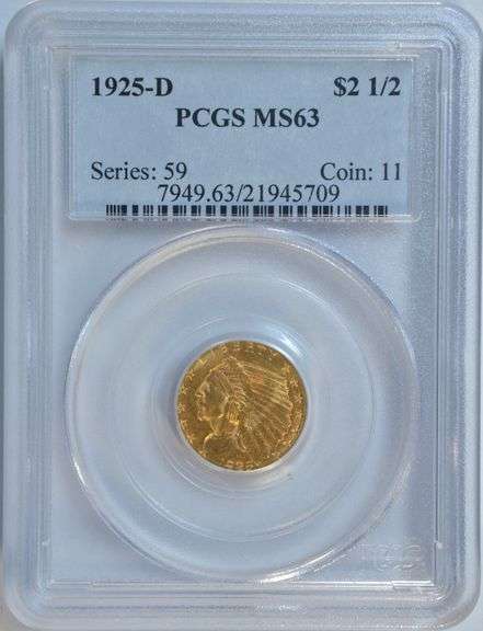 Very Choice BU 1925-D $2.50 Indian Gold Piece. PCGS MS63