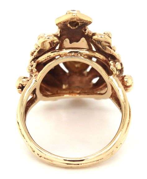 Vintage style opal and diamond ring in 10kt