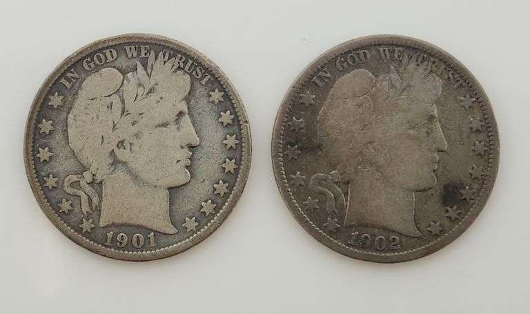 1901 & 1902 O Barber Half Dollar, Circulated