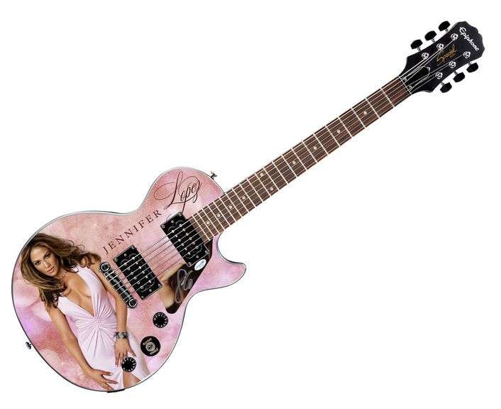 Jennifer Lopez Signed Custom Epiphone "Pink Dress Godess" Graphics Guitar ACOA