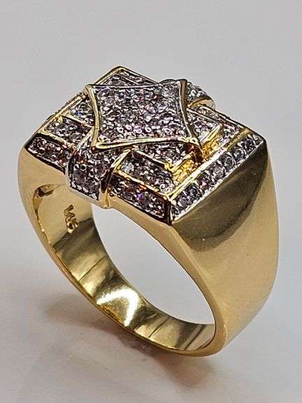 Men's 14 Kt Gold Plate 5.75 Cttw Lab Simulated Diamond Ring.