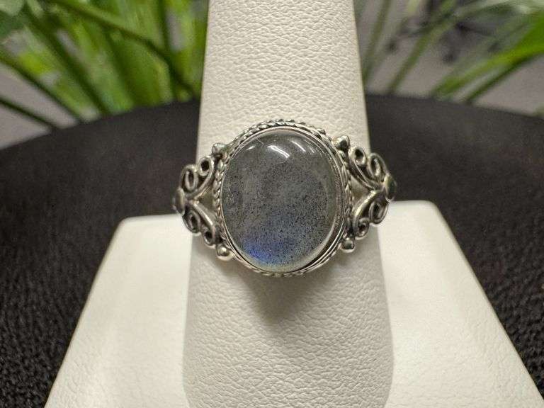 Sterling Silver Labradorite Gemstone Ring Size 10
