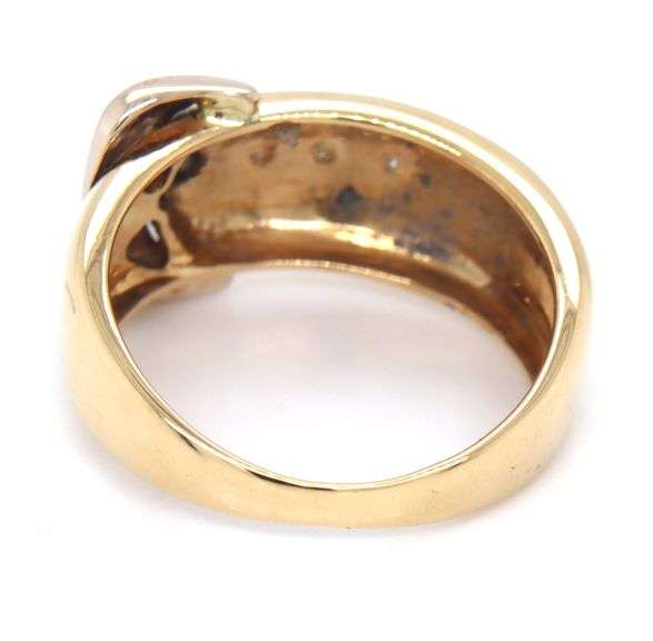 14kt Yellow gold diamond accent buckle ring