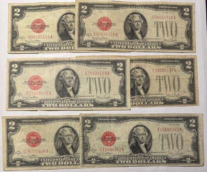 6 1928 G Red Seal US Notes