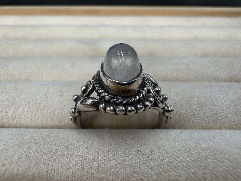 Sterling Silver Moonstone Gemstone Ring Size 6