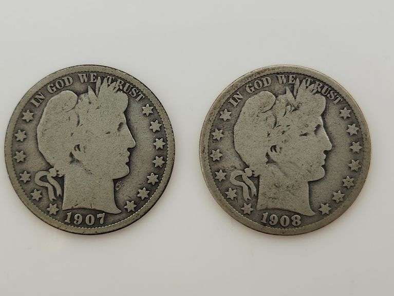 1907 & 1908 S Barber Half Dollar, Circulated