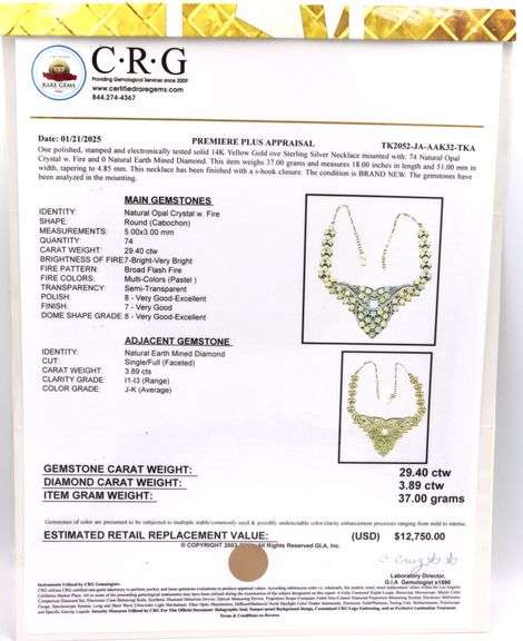 Ravishing Brand New European 29.40CTW Round Cabochon-Cut Opals W/ Fire & 3.89CTW Diamond Necklace in