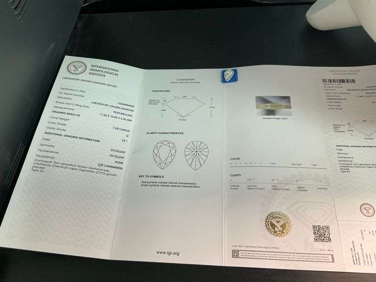 CERTIFIED 7.08 CARAT LAB GROWN DIAMOND