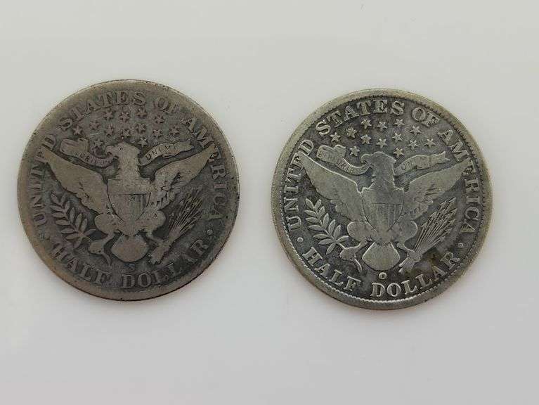 1905 O & 1905 S Barber Half Dollar, Circulated