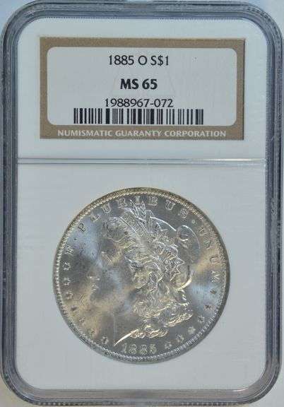 Stunning white Gem BU 1885-O Morgan Silver Dollar. NGC MS65
