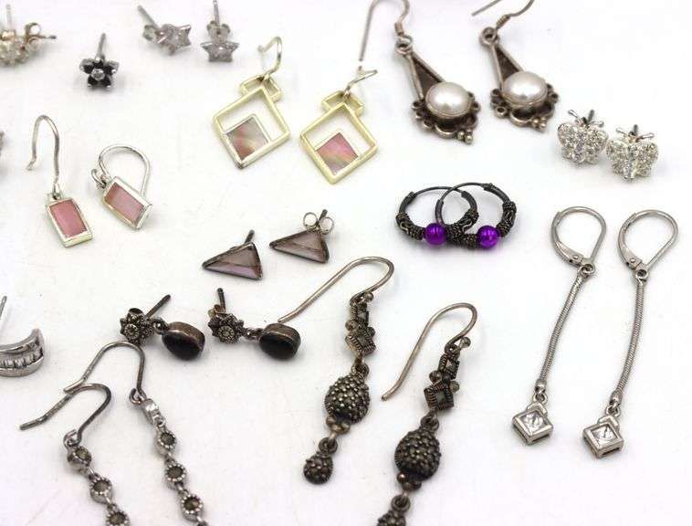 Vintage 925 sterling silver group lot of earrings