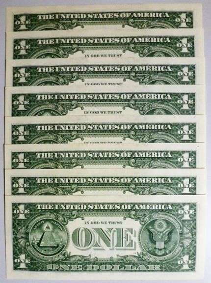 (8) Superb Crisp 2021 $1 Dollar Star Replacement Notes New York Consecutive!