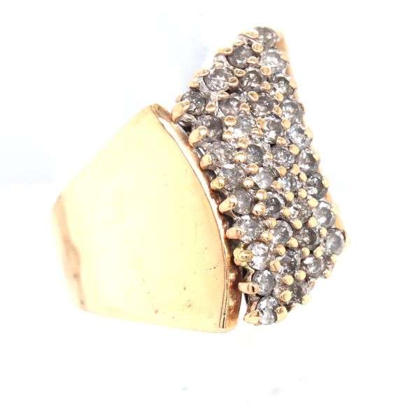Wide Shank 10K YG Diamond Cluster Ring