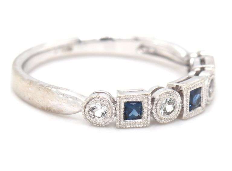 Contemporary 14K WG Blue & White Sapphire Band