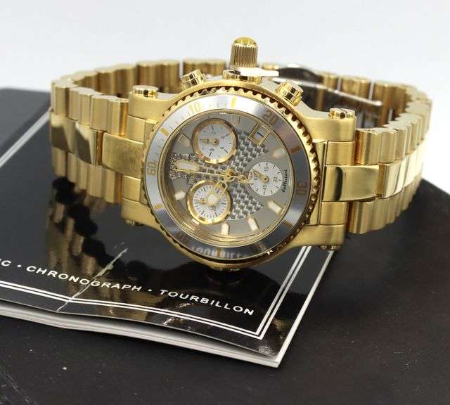 Renato Colleziioni T-Rex grand diver quartz limited edition diamond accent gold tone watch
