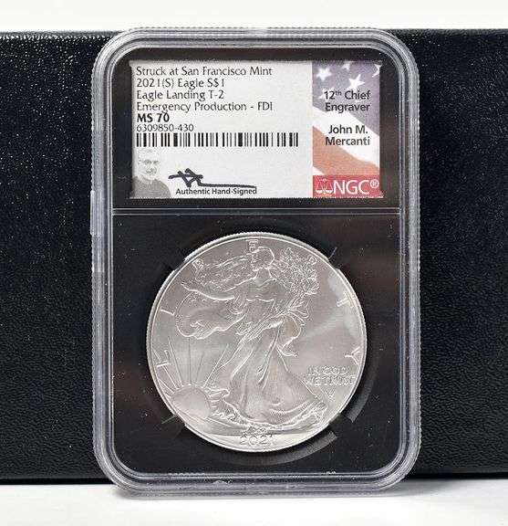 2021-S $1 T-2 American Silver Eagle NGC MS70 John Mercanti