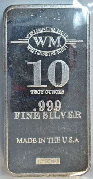 Superb Prooflike Westminster Mint 10 Troy oz pure .999 fine silver bar.
