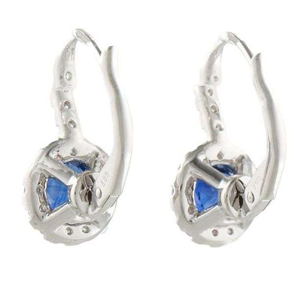 1.96ctw Sapphire and 0.54ctw Diamond Halo Lever Back Earrings in 18K