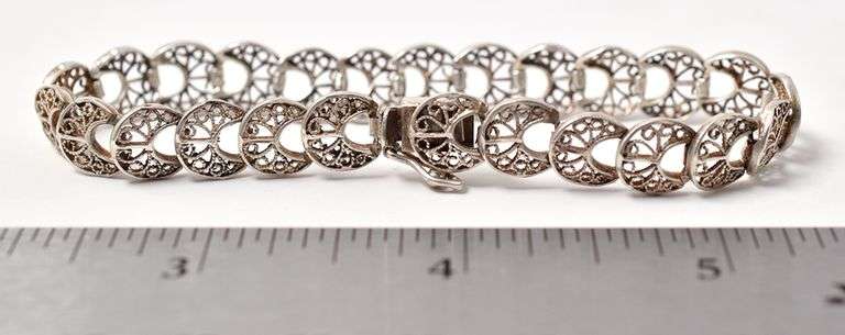 Filigree Moon Bracelet in Sterling Silver