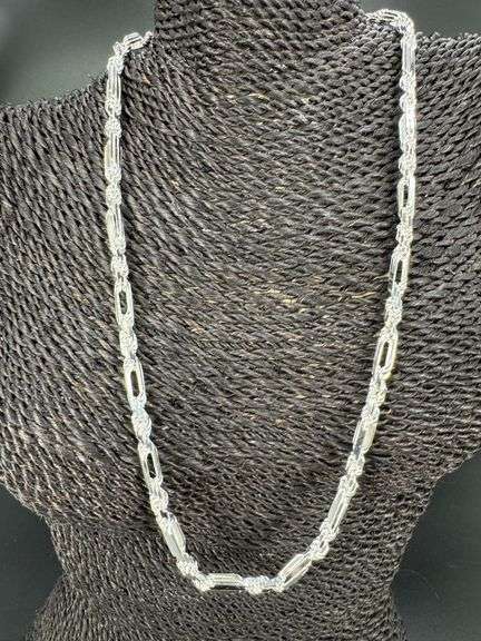 Sterling Silver Long Rope Figarope 6mm Wide Knot Figaro Link Necklace Chain 24"