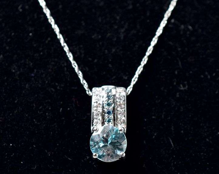 Lovely Blue Topaz Pendant Necklace in 10K Yellow Gold