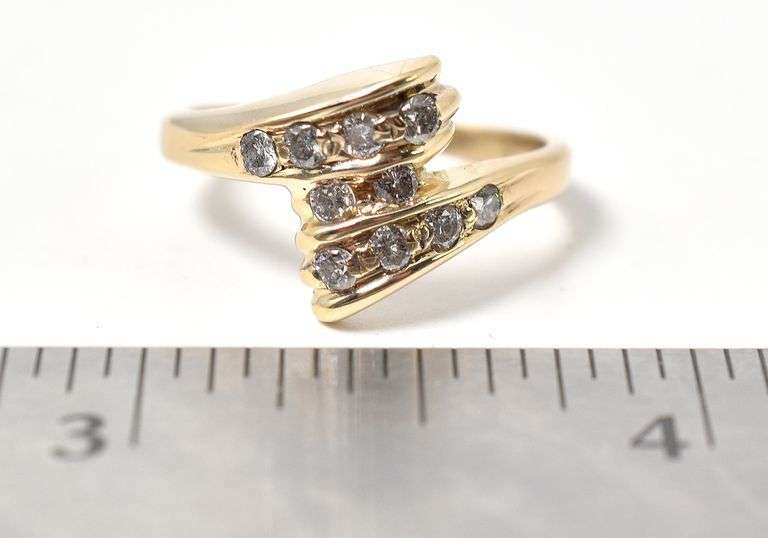 Brilliant Bypass Style Diamond Ring in 14K Yellow Gold