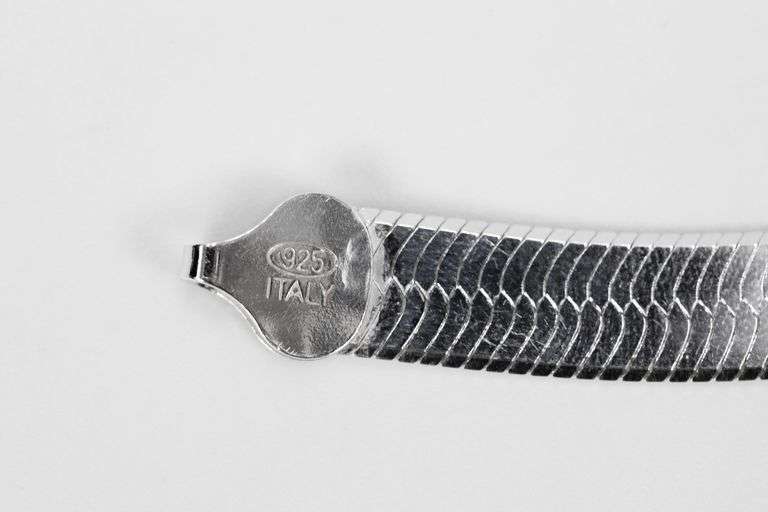 Sterling Silver Flexible Herringbone Bracelet 7mm Solid 925 Italian Chain 7"