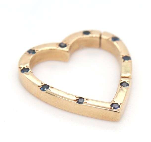 14kt Yellow gold heart shaped blue sapphire pendant
