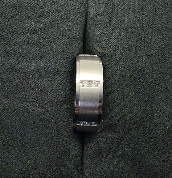 MEN’S 14K WHITE GOLD ROUND CUT DIAMOND WEDDING BAND
