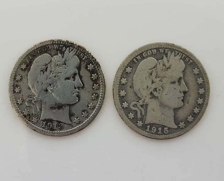 1913 D & 1915 Barber Quarters, Circulated