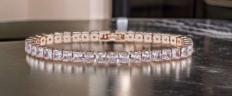 Beautiful 14kt Rose Gold Plate VVs1 38 Count Simulated Diamond Tennis Bracelet