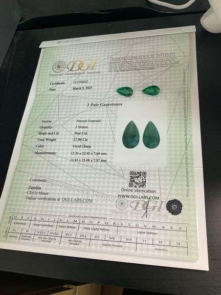 CERTIFIED NATURAL GREEN EMERALDS TOTALING 21.99 CARAT