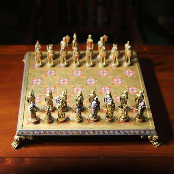 Hand-Painted Roman Legion Warrior Chess Set