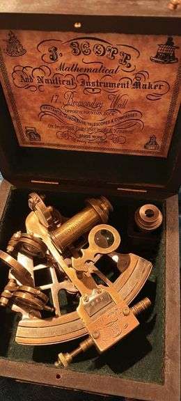 Functional Brass Nautical Sextant with Hardwood Box