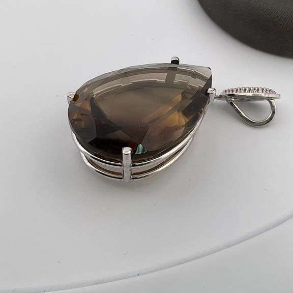 14k White Gold Diamond And Smokey Quartz Set