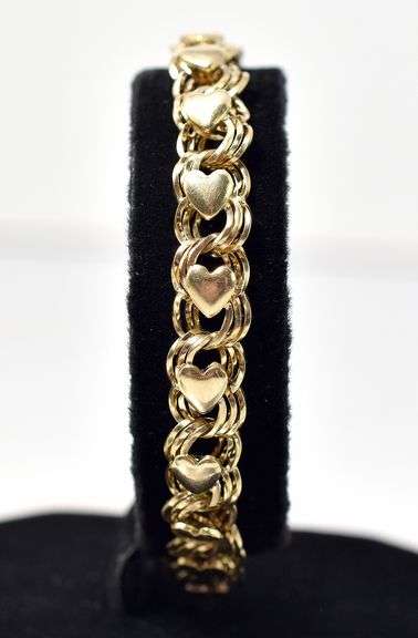 Wonderful Heart Link Bracelet in 14K Yellow Gold