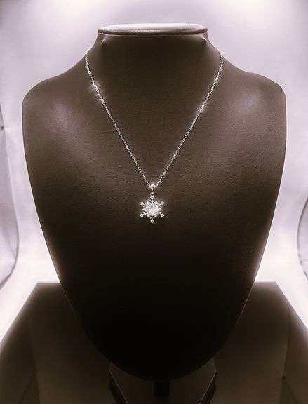 Sparkling 2 Ct. Lab Simulated Diamond Snowflake Pendant Necklace