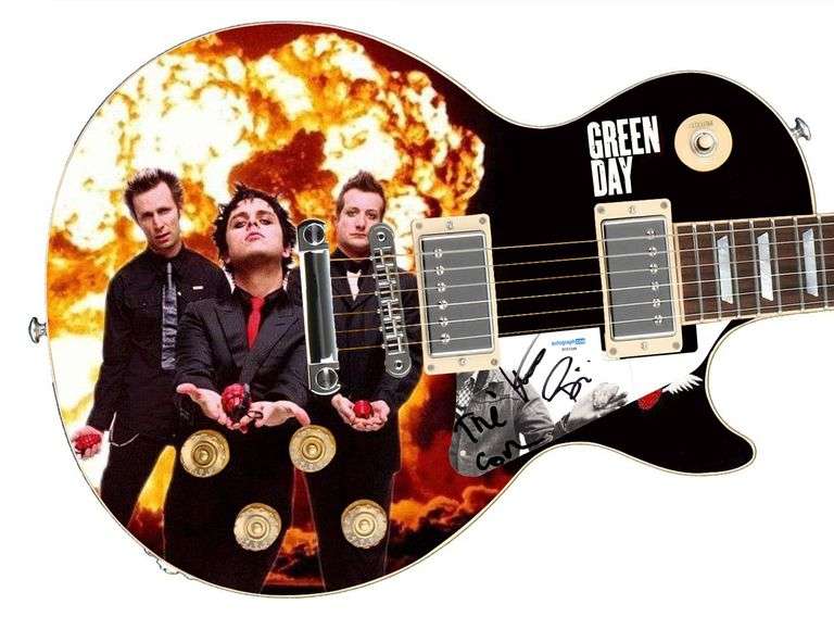 Green Day Signed "Punk Pyrotechnics" 1/1 Signature Edition Graphics Guitar ACOA