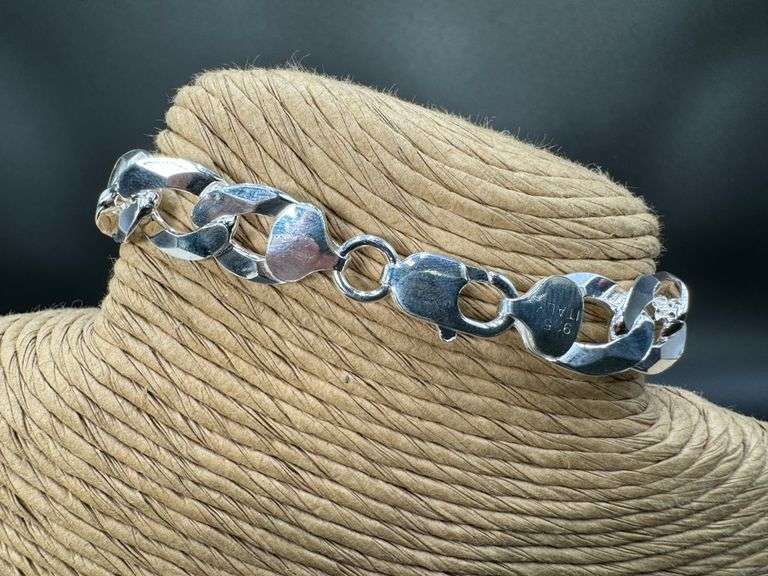 Men's 11.5mm Solid .925 Sterling Silver Flat Curb Chain Link Italy Bracelet 8" inch