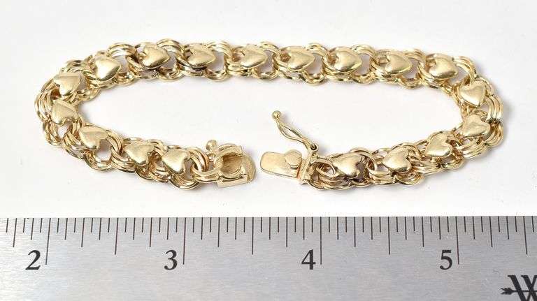 Wonderful Heart Link Bracelet in 14K Yellow Gold