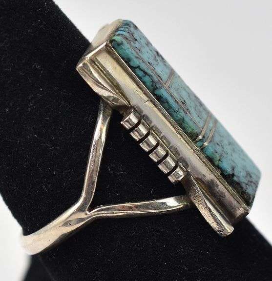 Antonio Yazzie Turquoise Inlay Ring in Sterling Silver