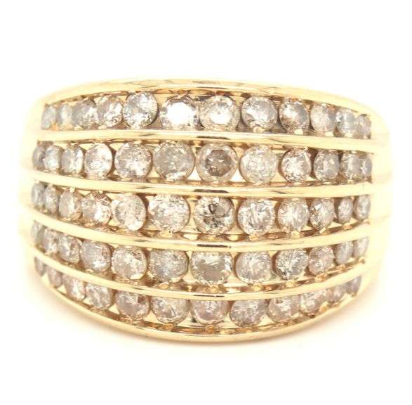 14kt Yellow gold 2ctw 5 row diamond wide band
