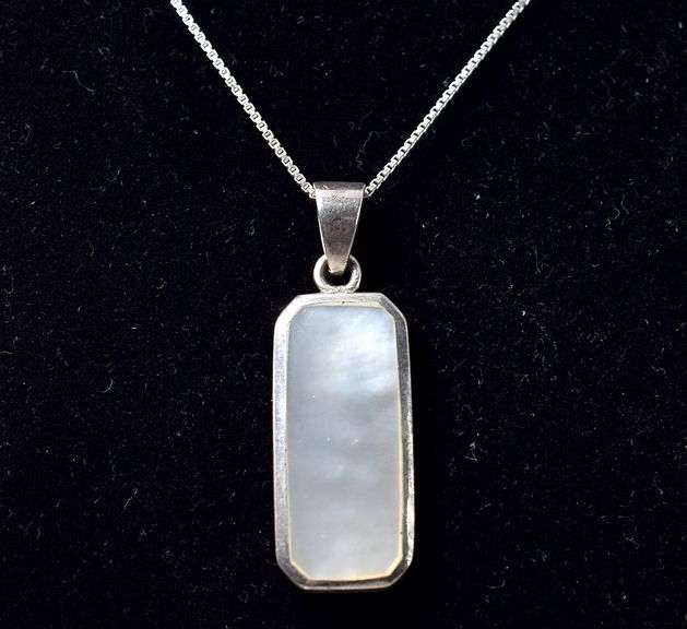 Mother of Pearl Gemstone Pendant Necklace in Sterling Silver