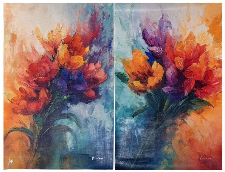 AP Abstract flowers Giclee Set of 2