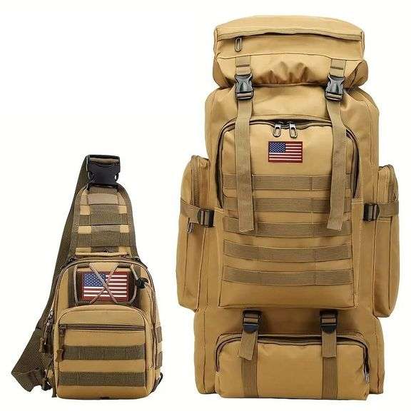 2-Piece Tactical Hiking Backpack Set Camping Pack
