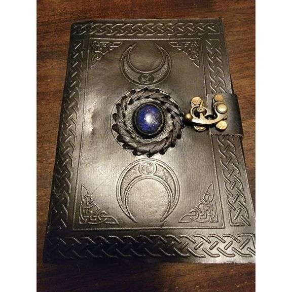 Embossed Three Moon Leather Journal