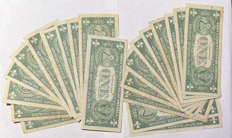 25 Various 1935 $1 Slider Silver Certificates